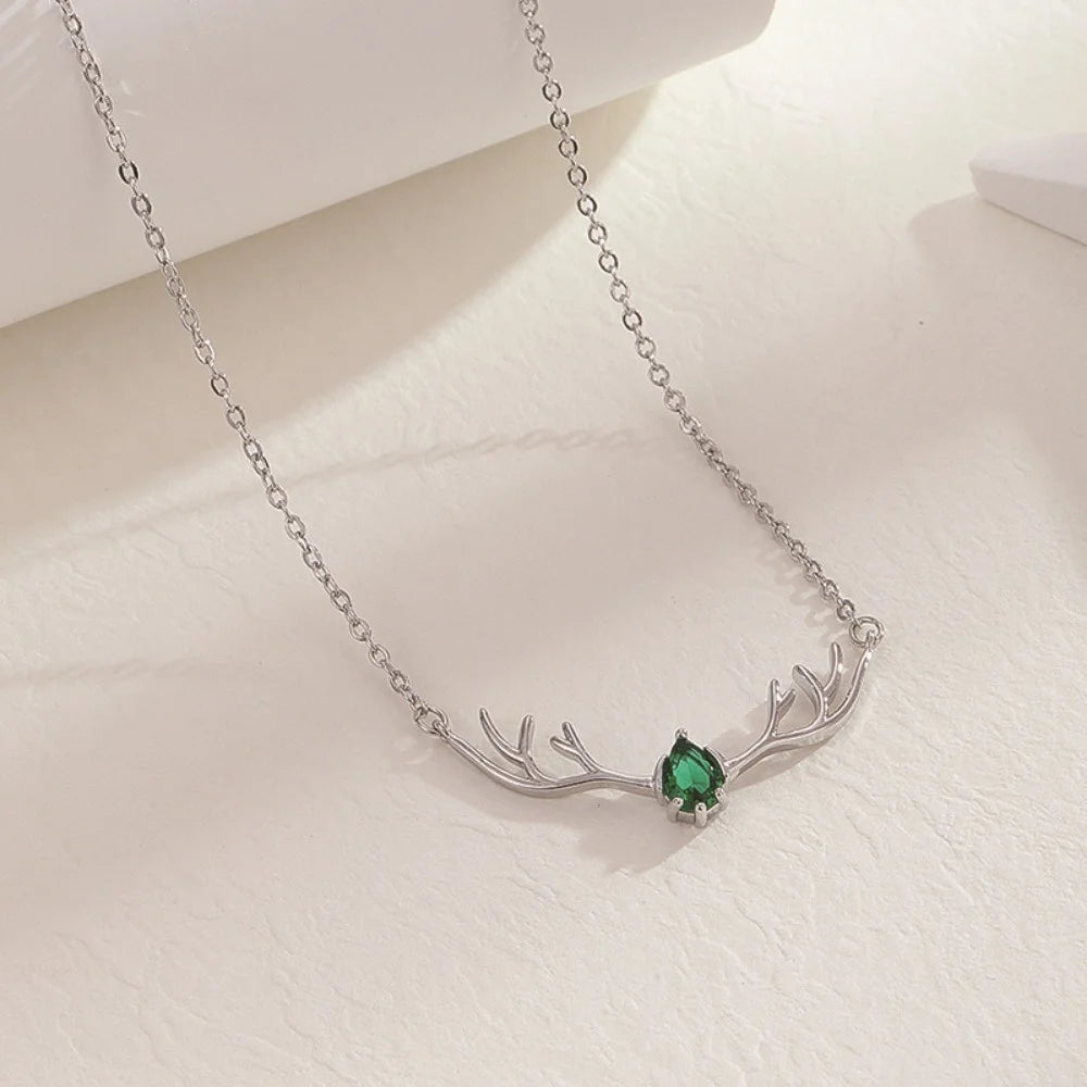 Deer Antler Necklace with Heart Charm | Premium Alloy 3