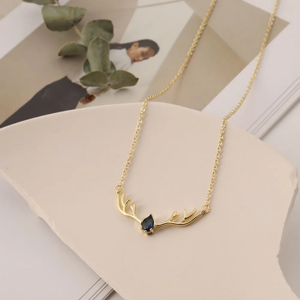 Deer Antler Necklace with Heart Charm | Premium Alloy 4