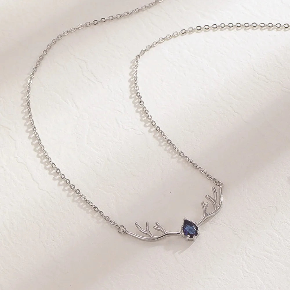 Deer Antler Necklace with Heart Charm | Premium Alloy 5