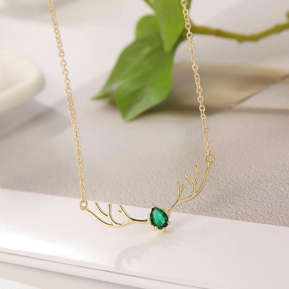 Deer Antler Necklace with Heart Charm | Premium Alloy 6