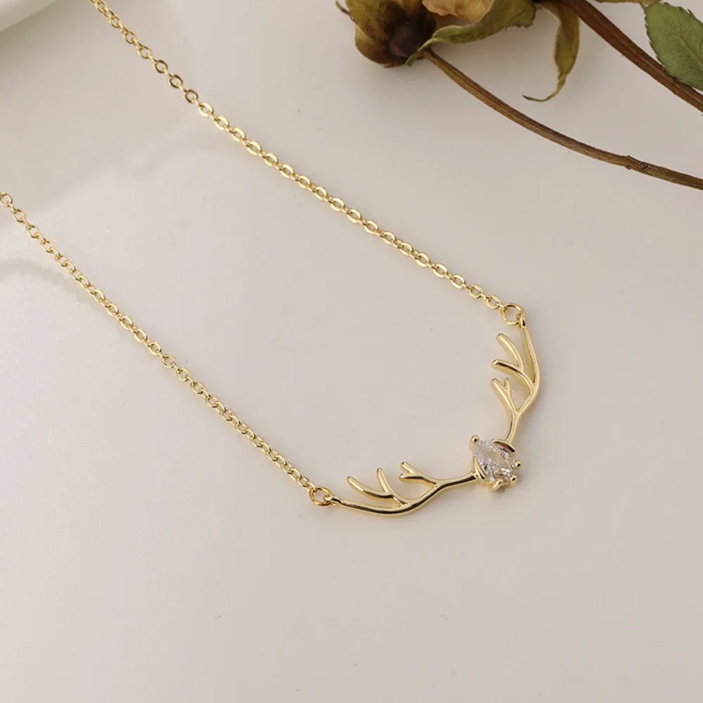 Deer Antler Necklace with Heart Charm | Premium Alloy 7