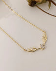 Deer Antler Necklace with Heart Charm | Premium Alloy 7