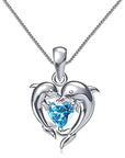 Dolphin Love Blue Heart Necklace | Brass 0