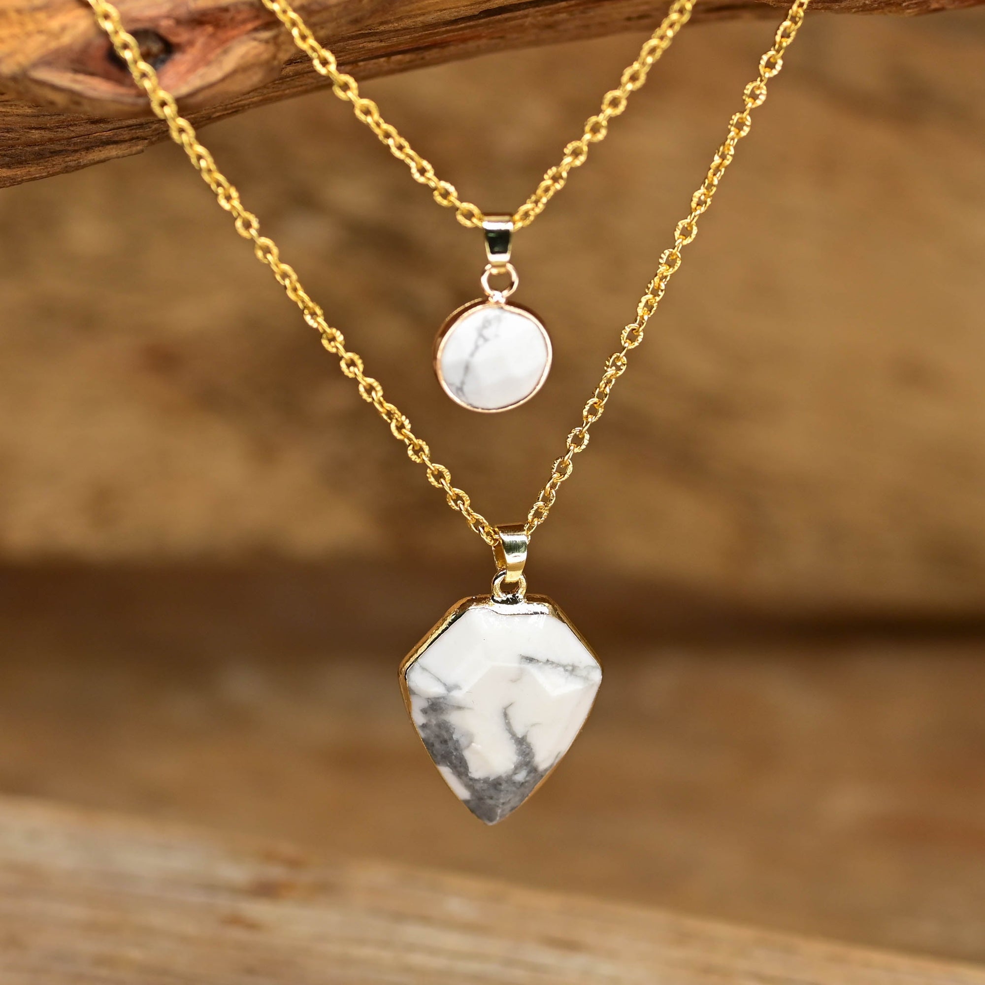 Double Pendant Agate Necklace | Stainless Steel 0