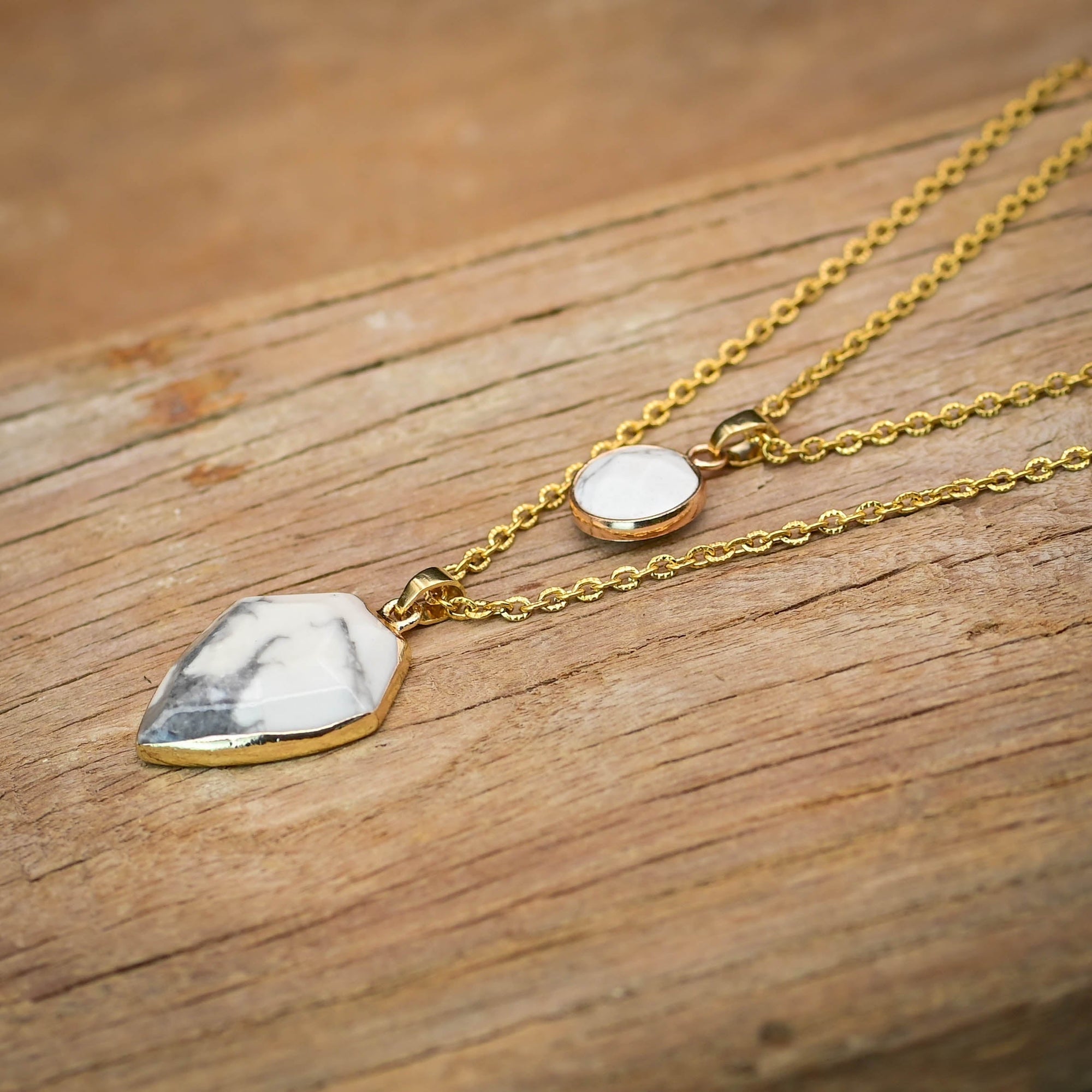 Double Pendant Agate Necklace | Stainless Steel 1