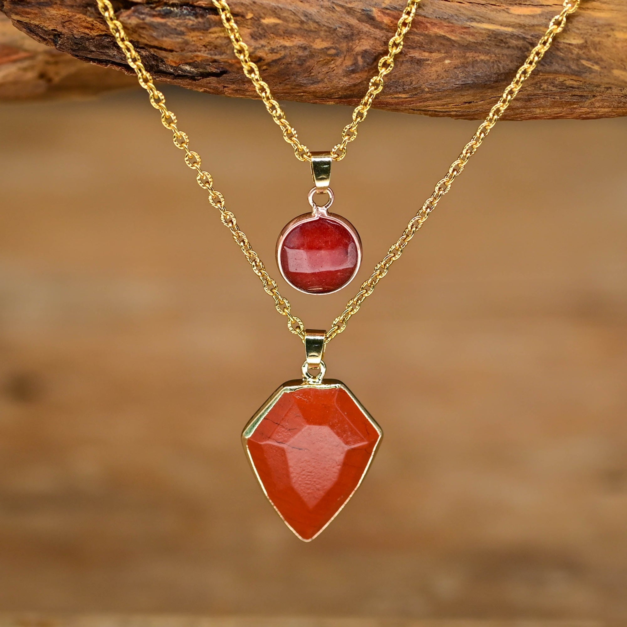 Double Pendant Jasper Necklace | Stainless Steel 0