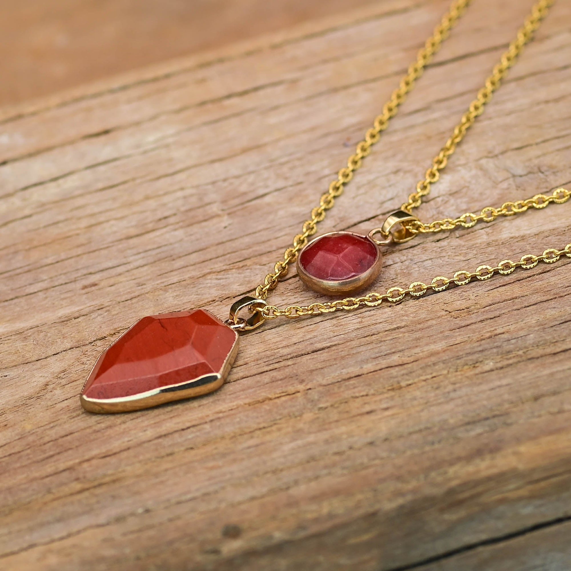 Double Pendant Jasper Necklace | Stainless Steel 1