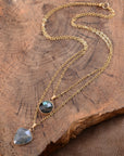 Double Pendant Labradorite Necklace | Stainless Steel 1