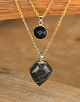 Double Pendant Onyx Necklace | Stainless Steel 0