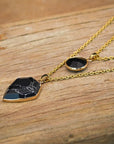 Double Pendant Onyx Necklace | Stainless Steel 1