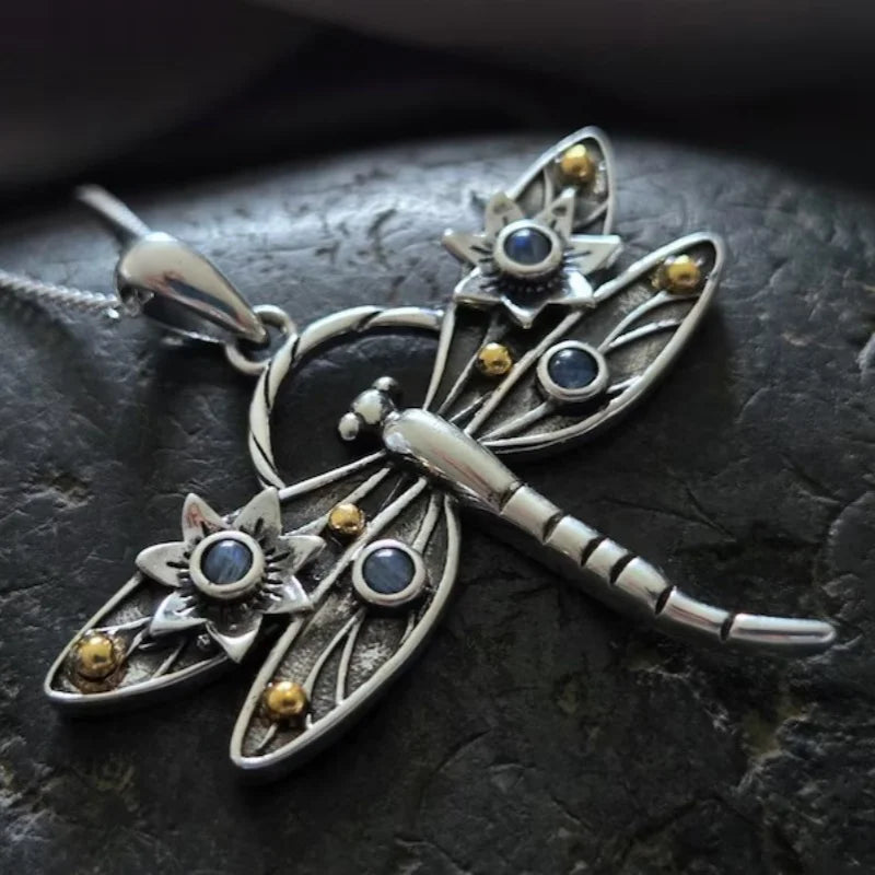 Dragonfly Crystal Pendant Necklace | Silver 0