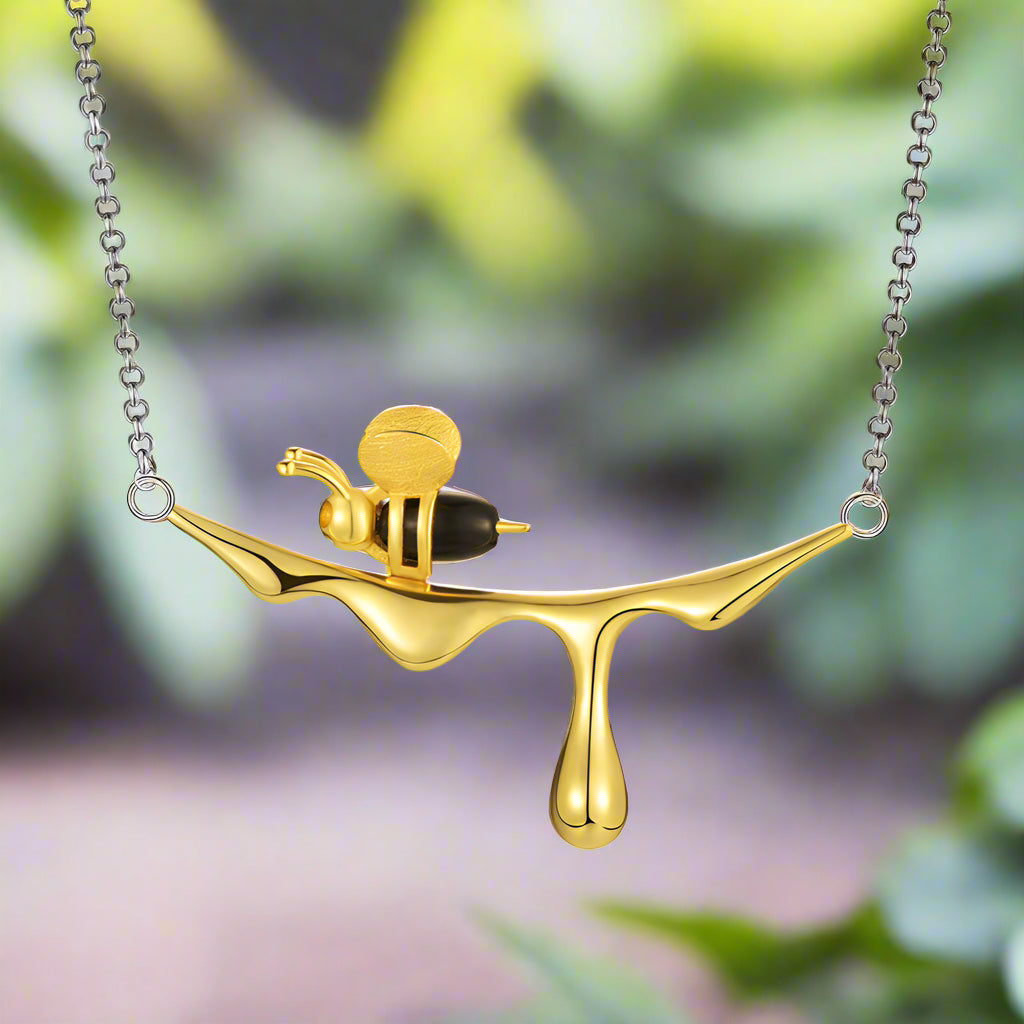 Dripping Honey Bee Necklace | Sterling Silver 0