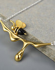 Dripping Honey Bee Necklace | Sterling Silver 4