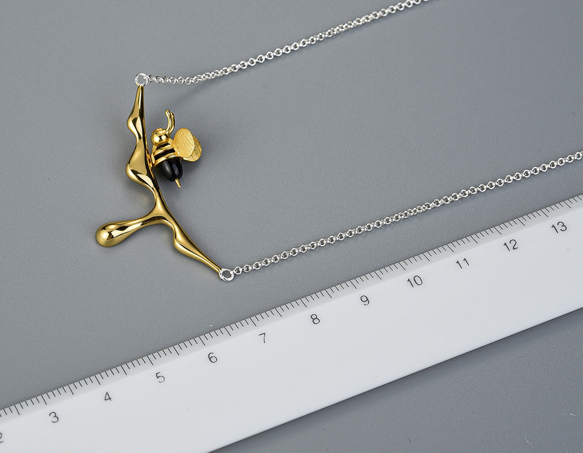 Dripping Honey Bee Necklace | Sterling Silver 6