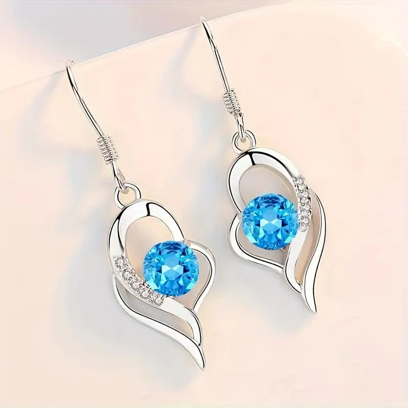 Eclipse Heart Drop Earrings | White Gold 0