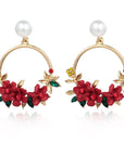 Elegant Gold Flower and Pearl Earrings | Gold 4