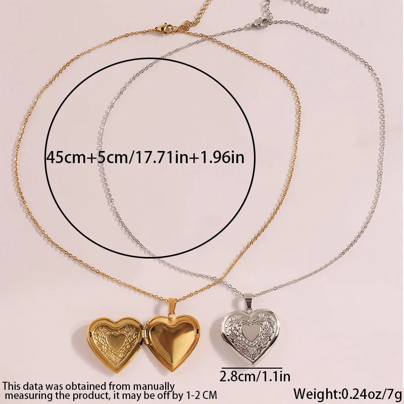Elegant Gold Heart Photo Locket Necklace | Gold 3