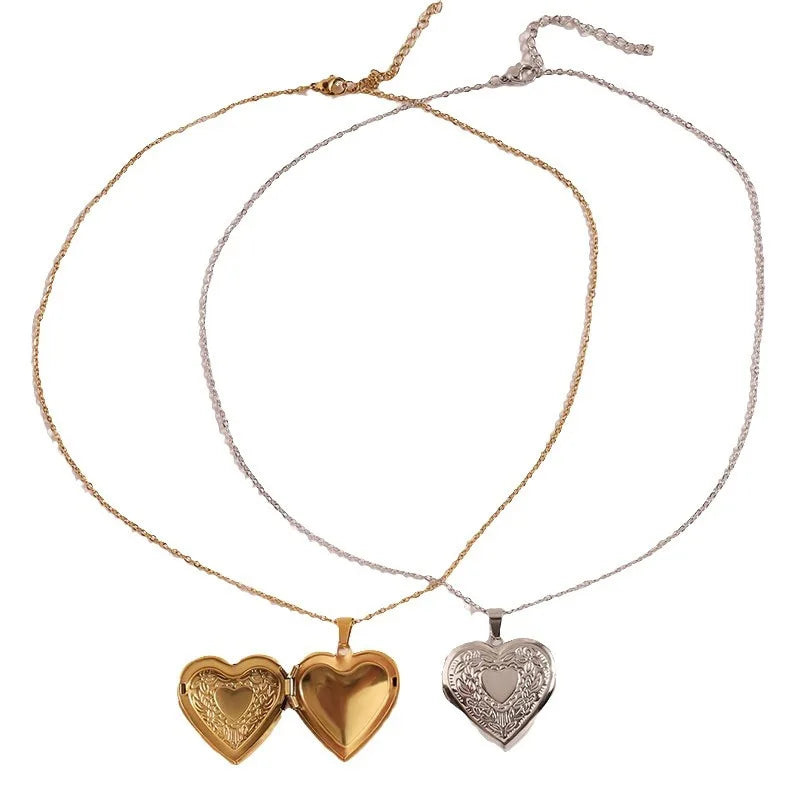 Elegant Gold Heart Photo Locket Necklace | Gold 5
