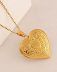 Elegant Gold Heart Photo Locket Necklace | Gold 7