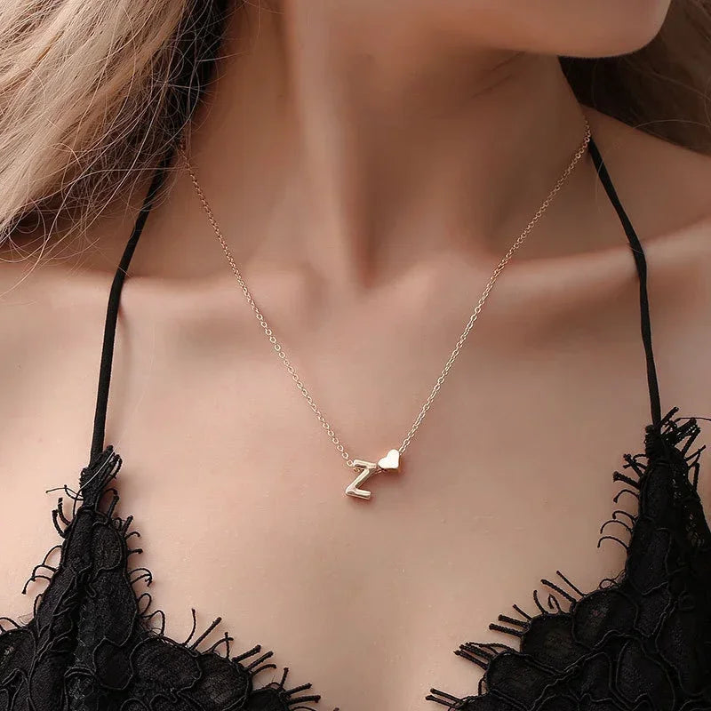 Elegant Heart Initial Necklace | Gold 0
