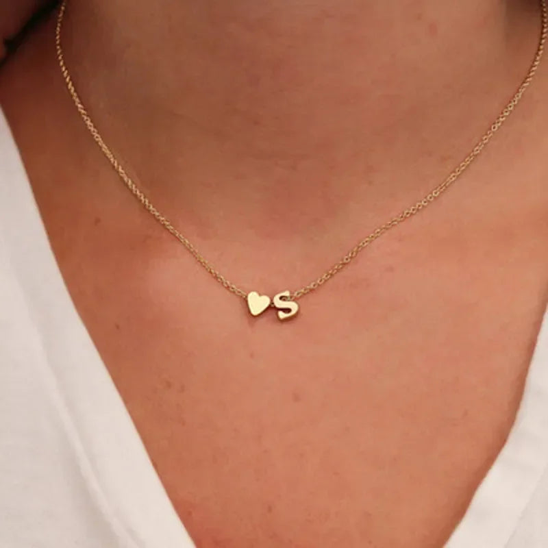 Elegant Heart Initial Necklace | Gold 1