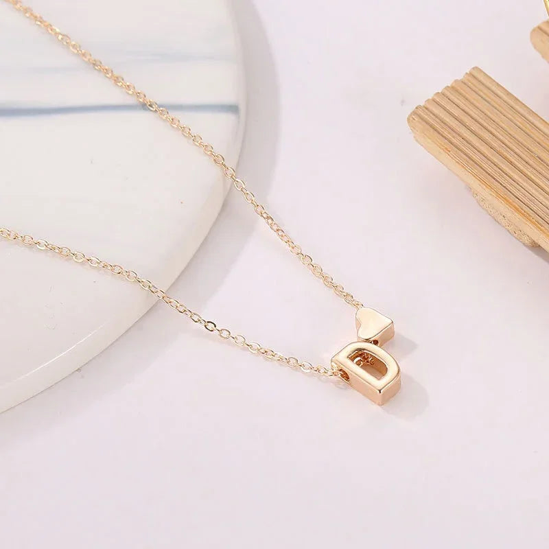 Elegant Heart Initial Necklace | Gold 3