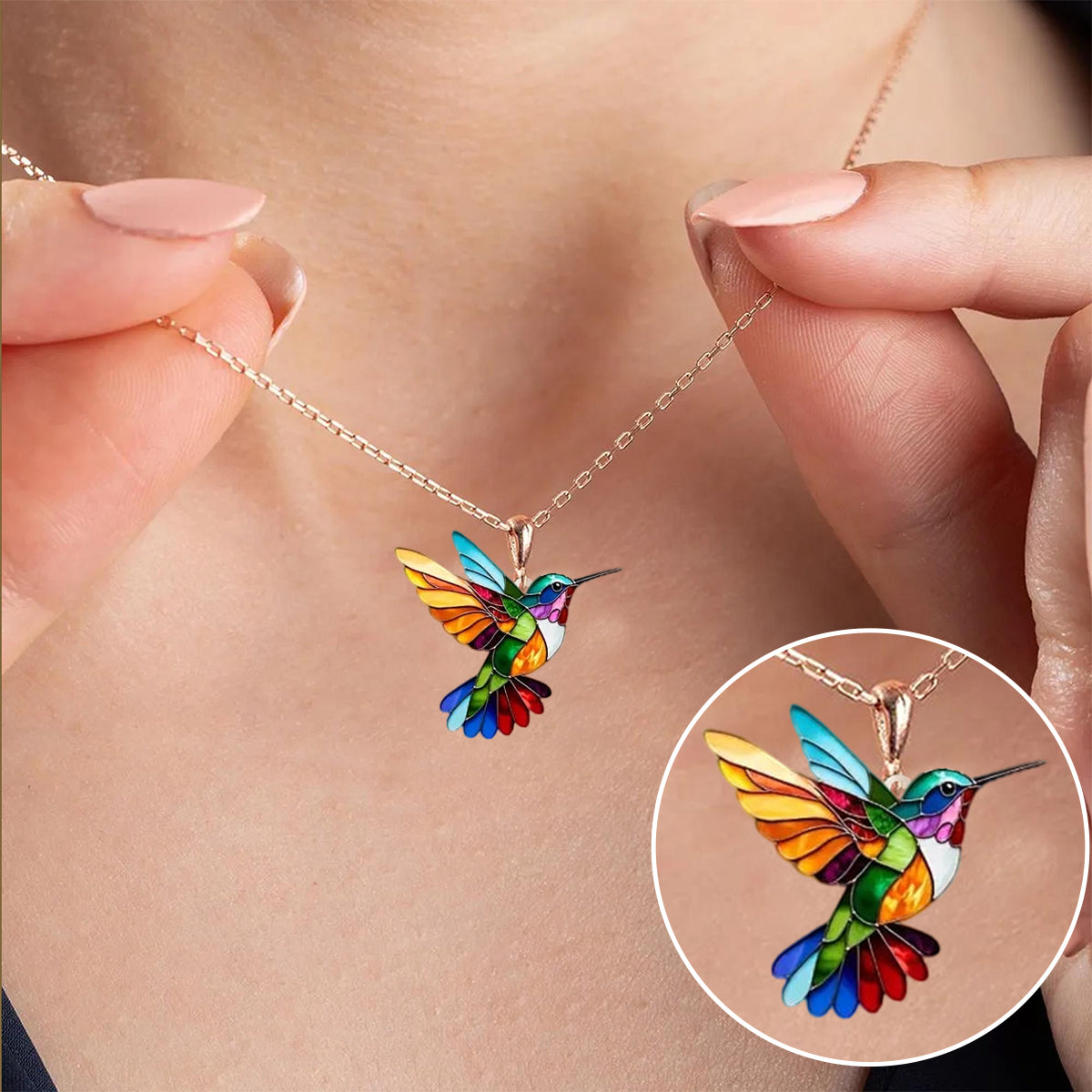 Elegant Hummingbird Necklace | Acrylic Jewelry | Hypoallergenic Accessories 1