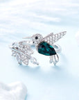 Elegant Hummingbird Ring | Rhinestone Jewelry | Adjustable Silver Accessory 1
