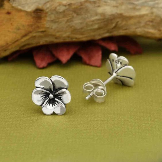 Elegant Vintage Silver Flower Stud Earrings | Handcrafted Jewelry | Timeless Design 0