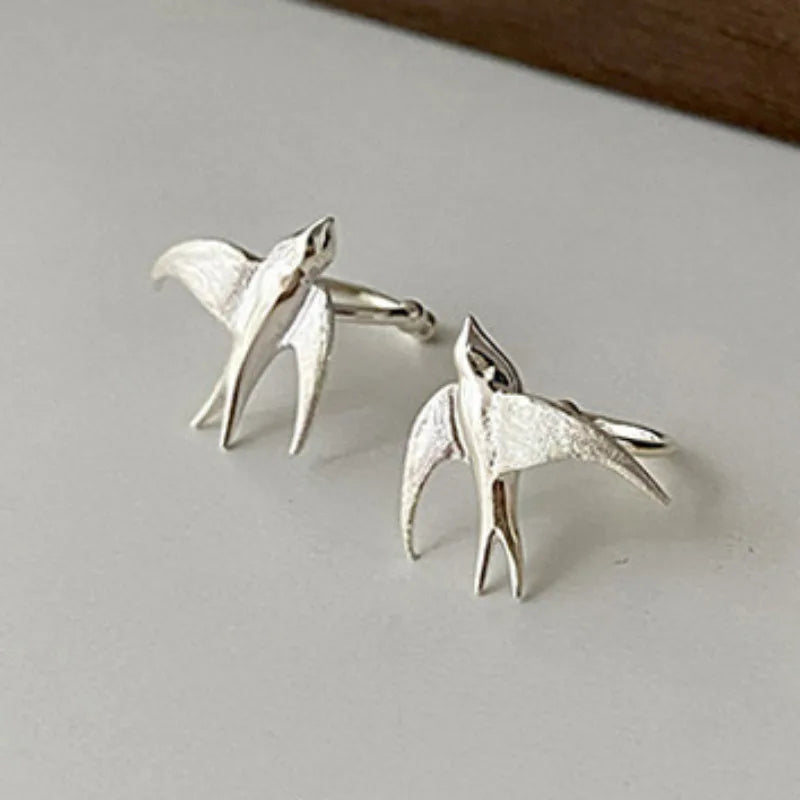 Elegant Women's Silver Swallow Bird Clip-On Earrings | Nature-Inspired Jewelry | Lightweight Comfort | Versatile Style 2