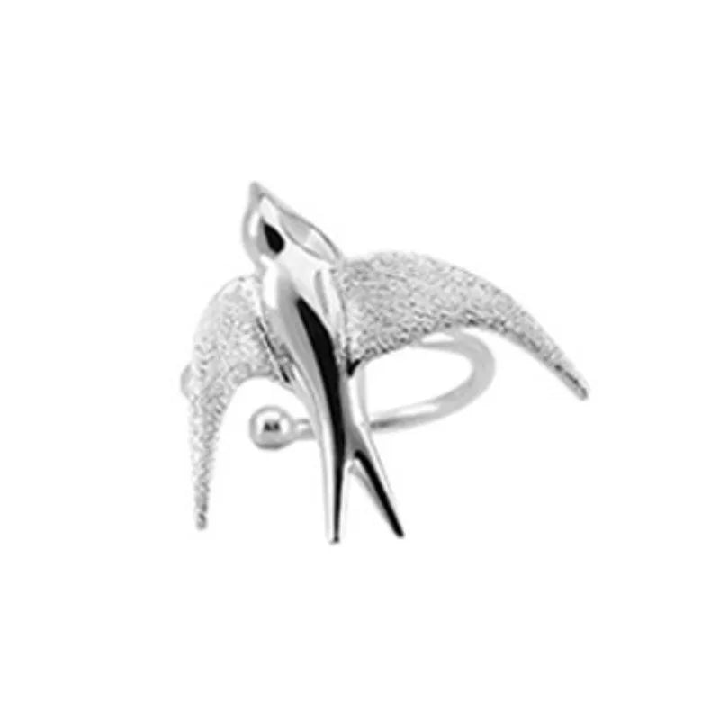 Elegant Women's Silver Swallow Bird Clip-On Earrings | Nature-Inspired Jewelry | Lightweight Comfort | Versatile Style 3