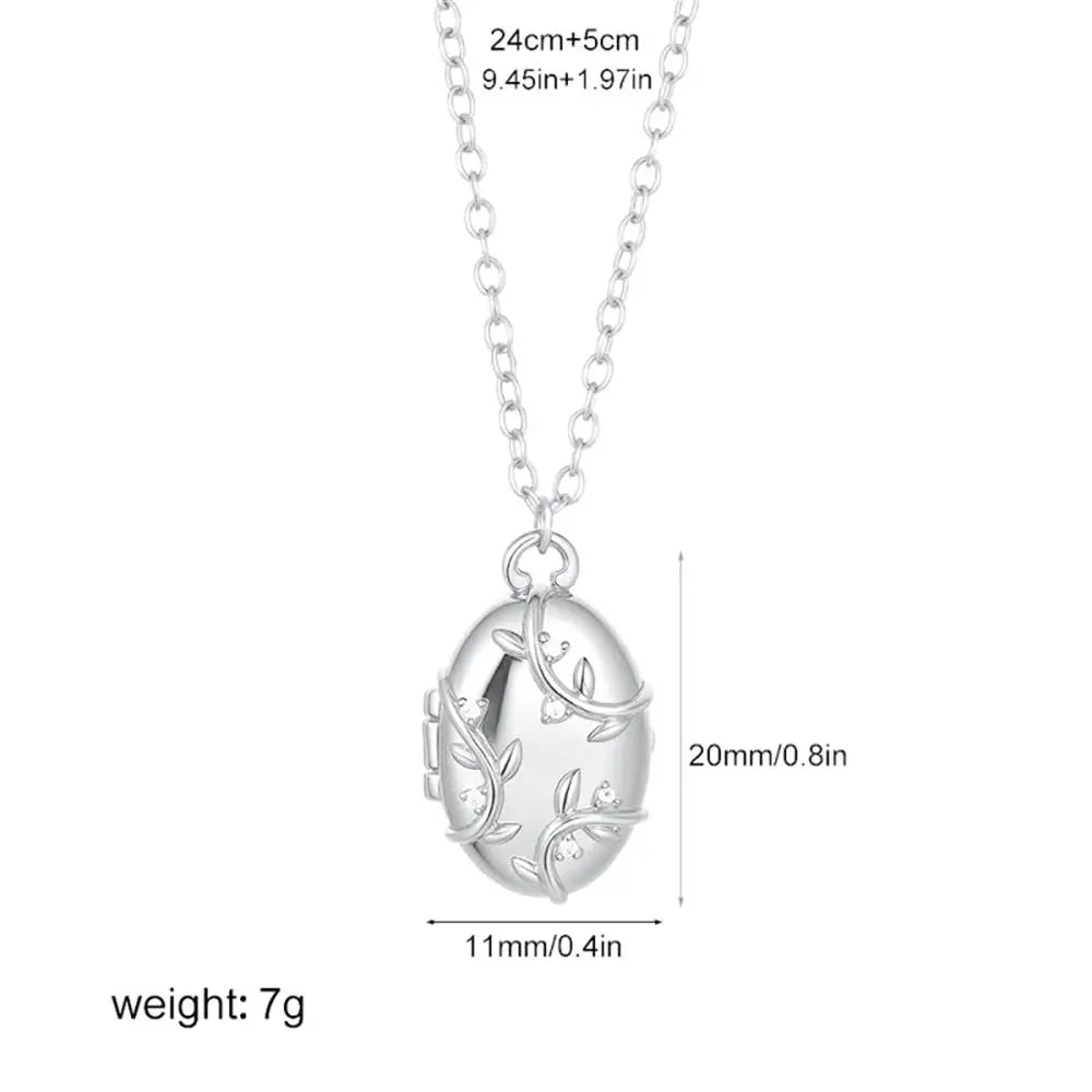 Elegant Zircon Oval Locket Necklace | Sterling Silver 0
