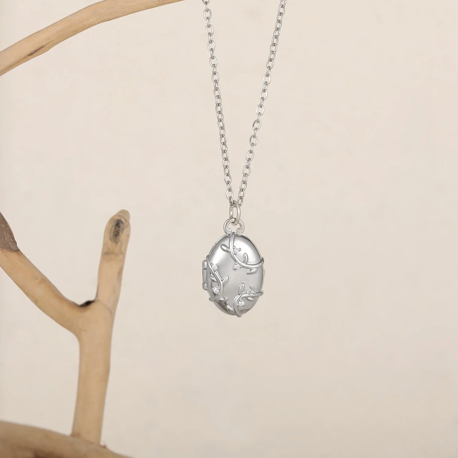 Elegant Zircon Oval Locket Necklace | Sterling Silver 5