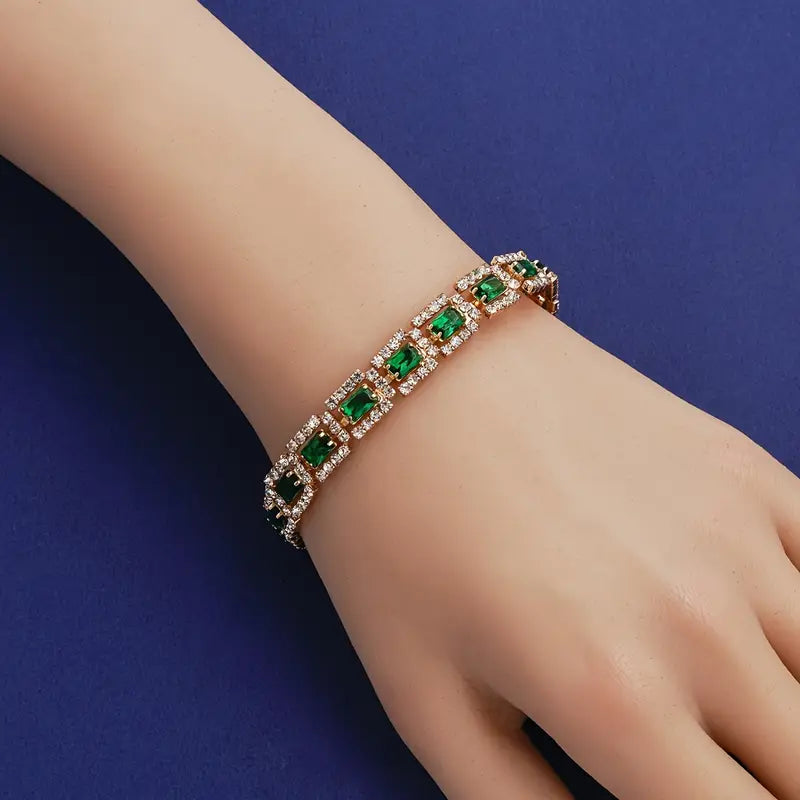 Emerald Green Statement Bracelet | Gold 1
