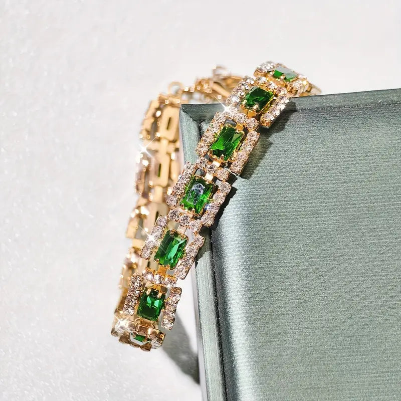 Emerald Green Statement Bracelet | Gold 2