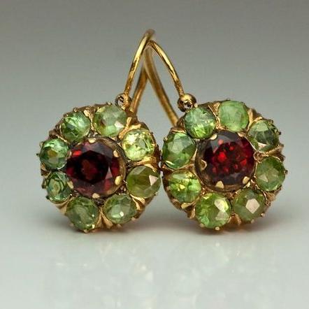 Emerald and Ruby Crystal Round Earrings | Crystal 0