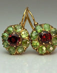 Emerald and Ruby Crystal Round Earrings | Crystal 0