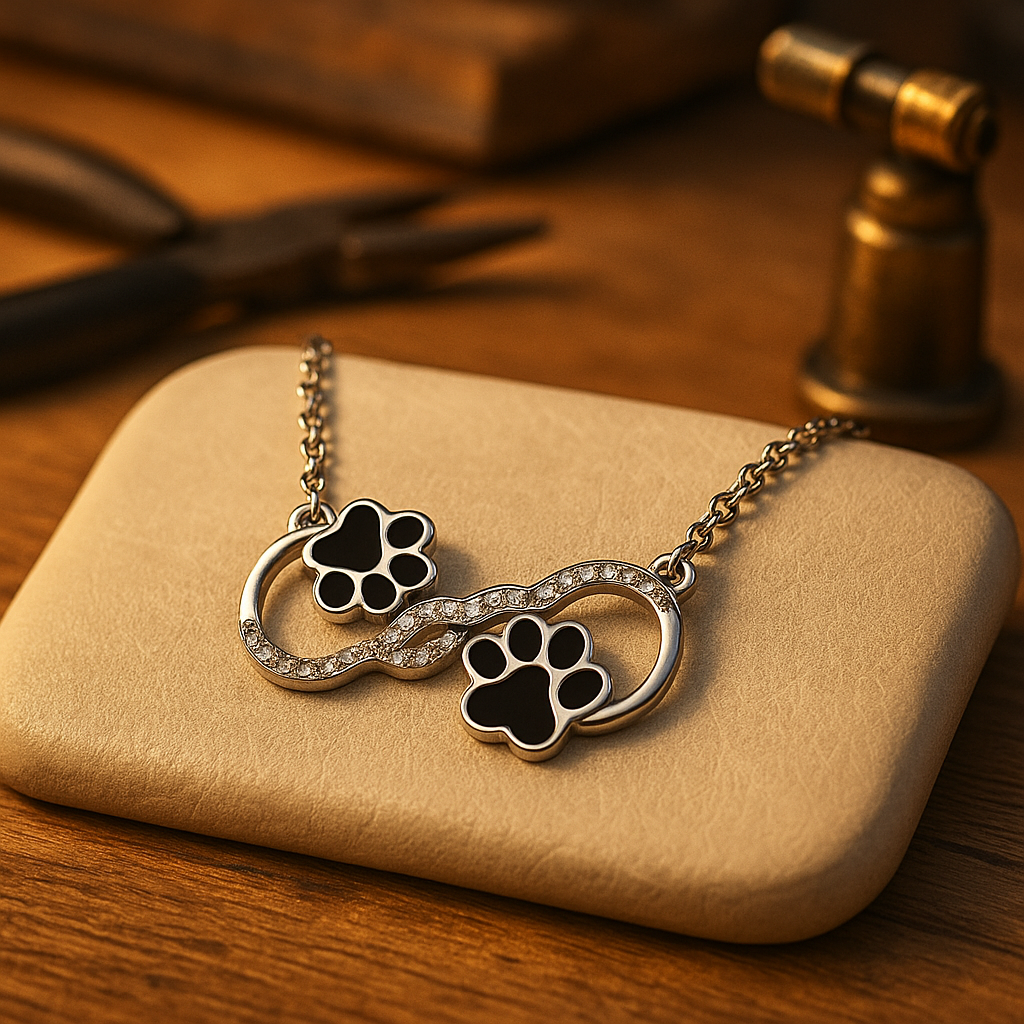 Eternal Bond Necklace | Infinity Symbol Jewelry | Paw Print Pendant | Zirconia Accents 0