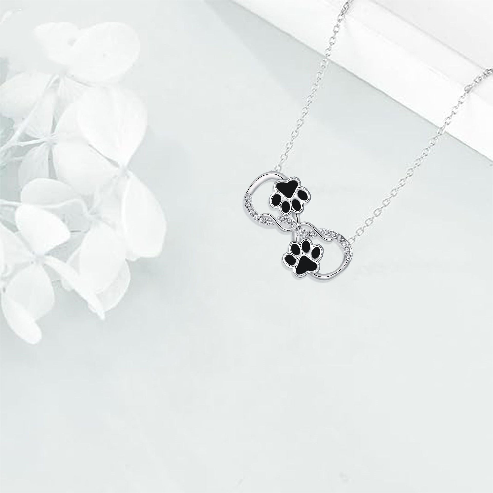 Eternal Bond Necklace | Infinity Symbol Jewelry | Paw Print Pendant | Zirconia Accents 2
