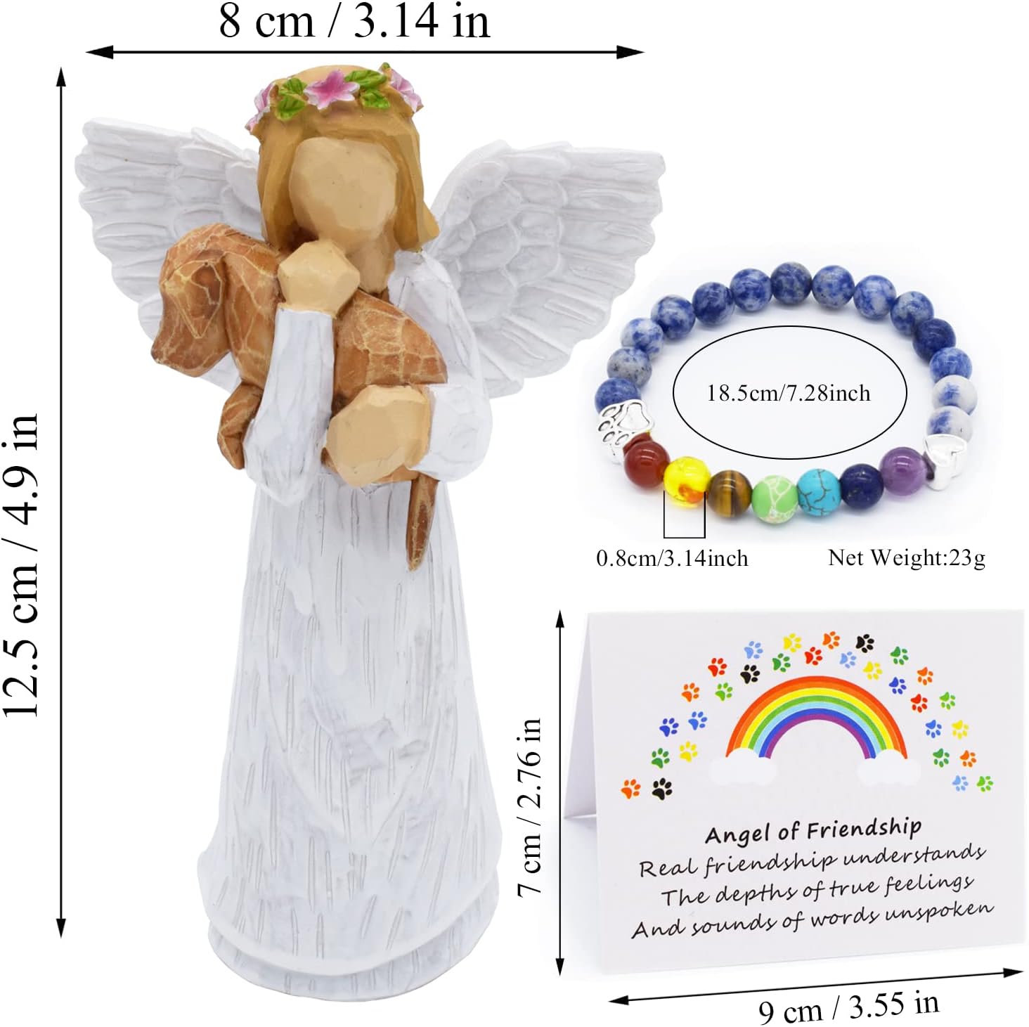Eternal Friendship | Dog Memorial Gift | Rainbow Bridge Bracelet | Angel Figurine 2