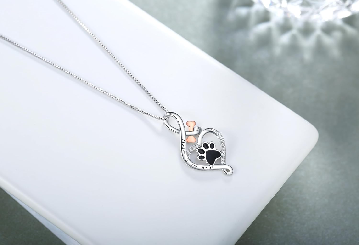 Eternal Love Necklace | Paw Print Jewelry | Heart and Infinity Pendant 4