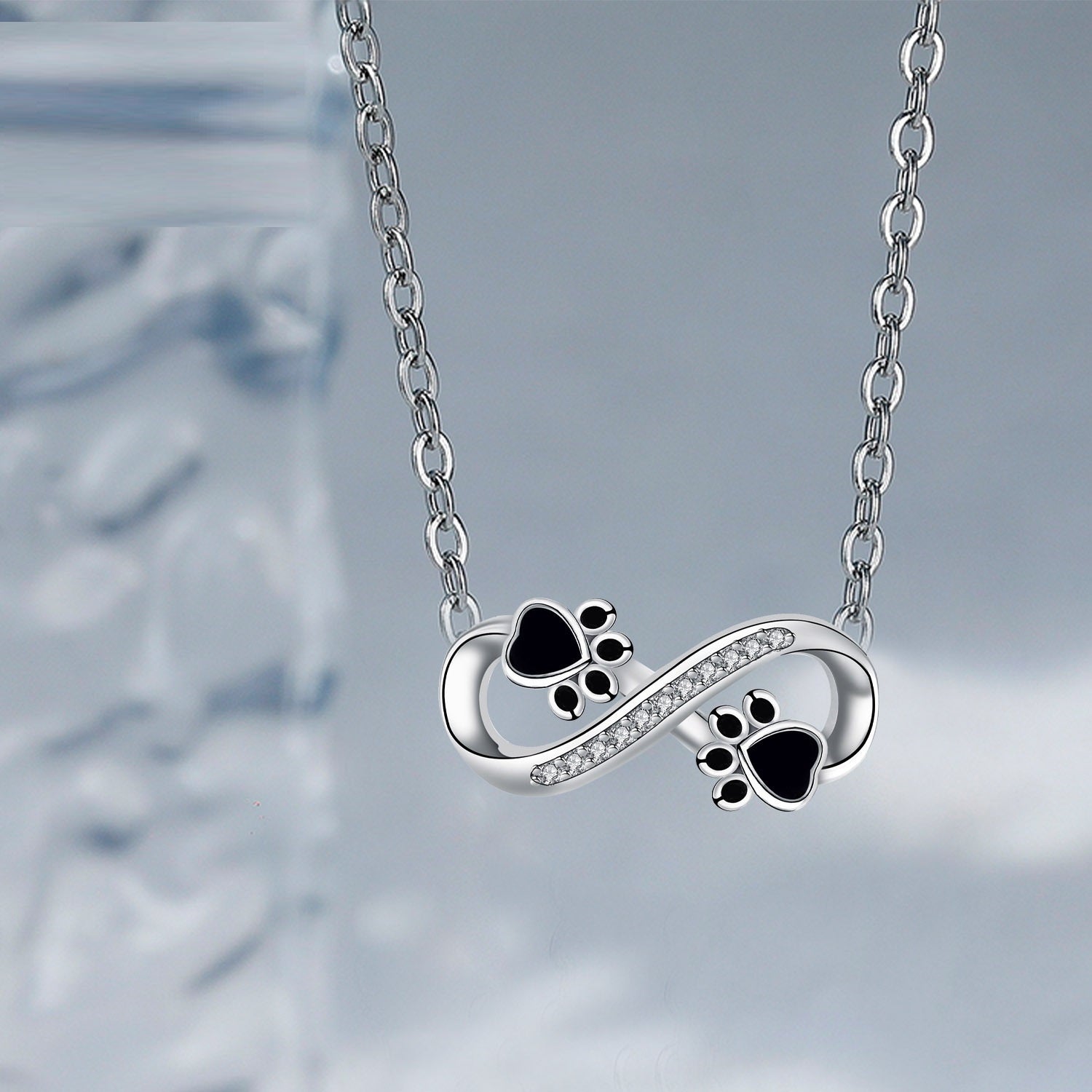 Eternal Paw Necklace | Infinity Symbol Jewelry | Zirconia Accented Pendant 1