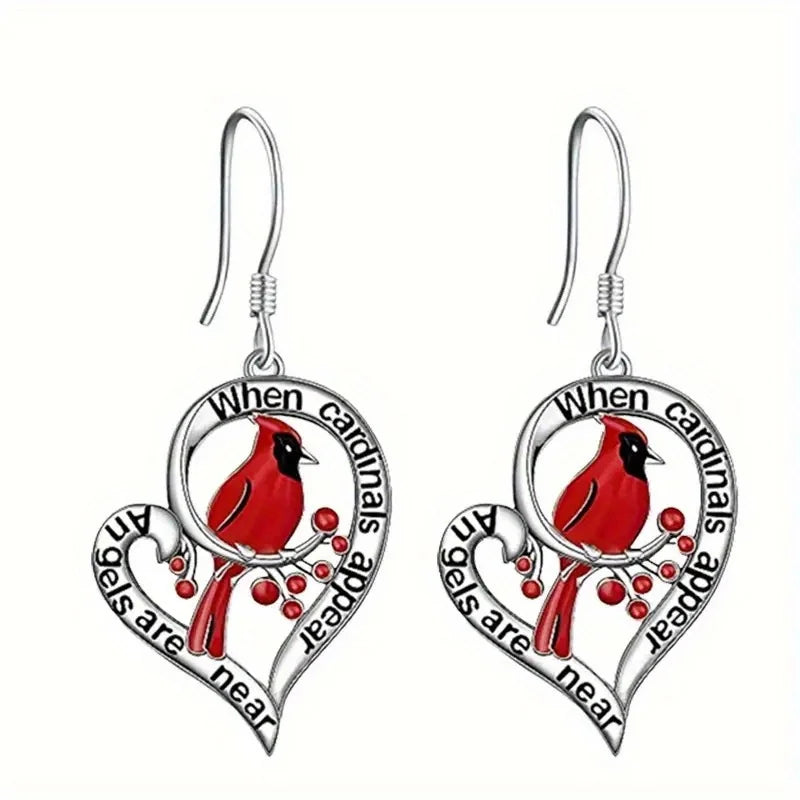 Evelyn's Cardinal Memorial Earrings | Heart Drop Design | Meaningful Jewelry | Symbol of Remembrance 2