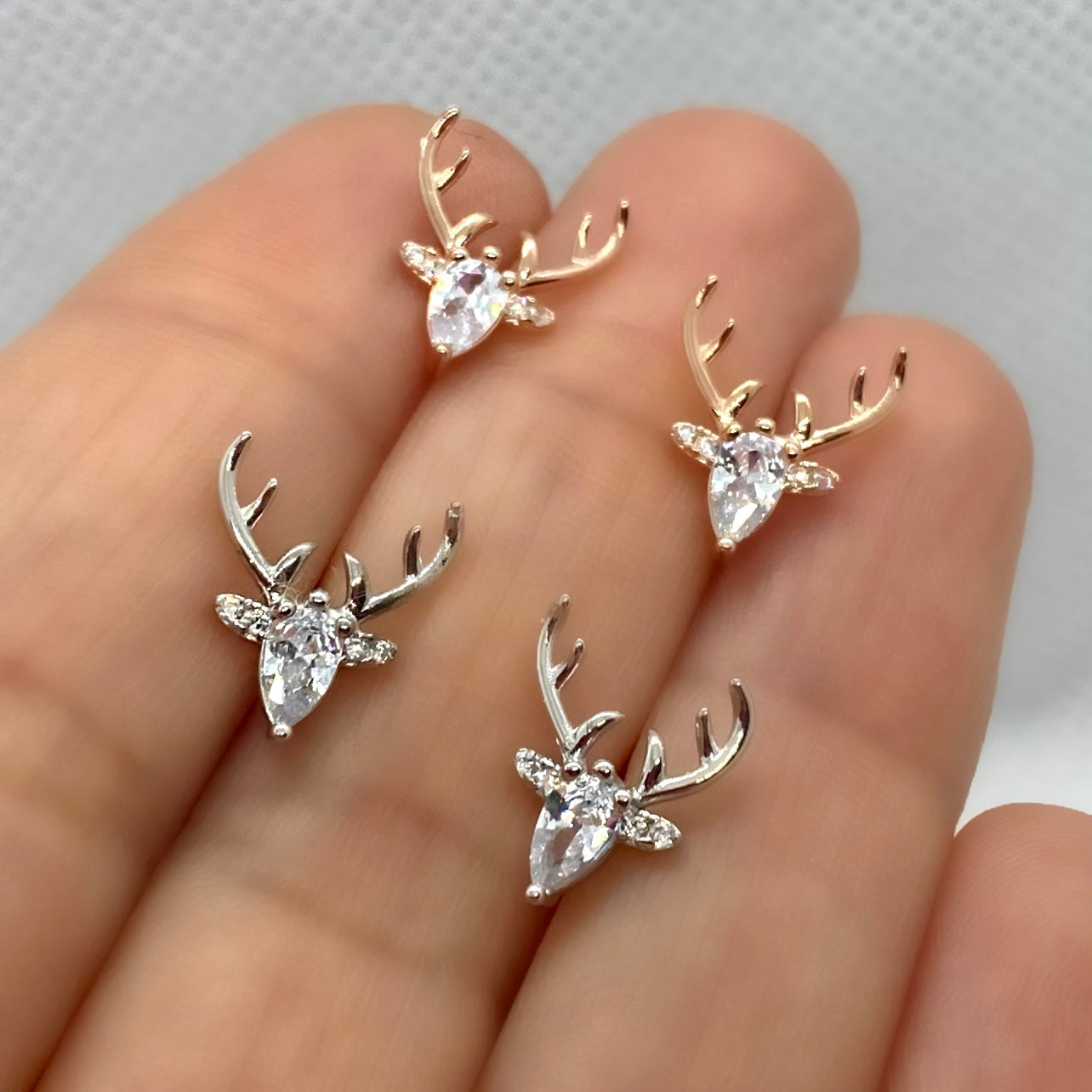 Festive Antler Earrings | Holiday Jewelry | Clear Zircon Accessories 2