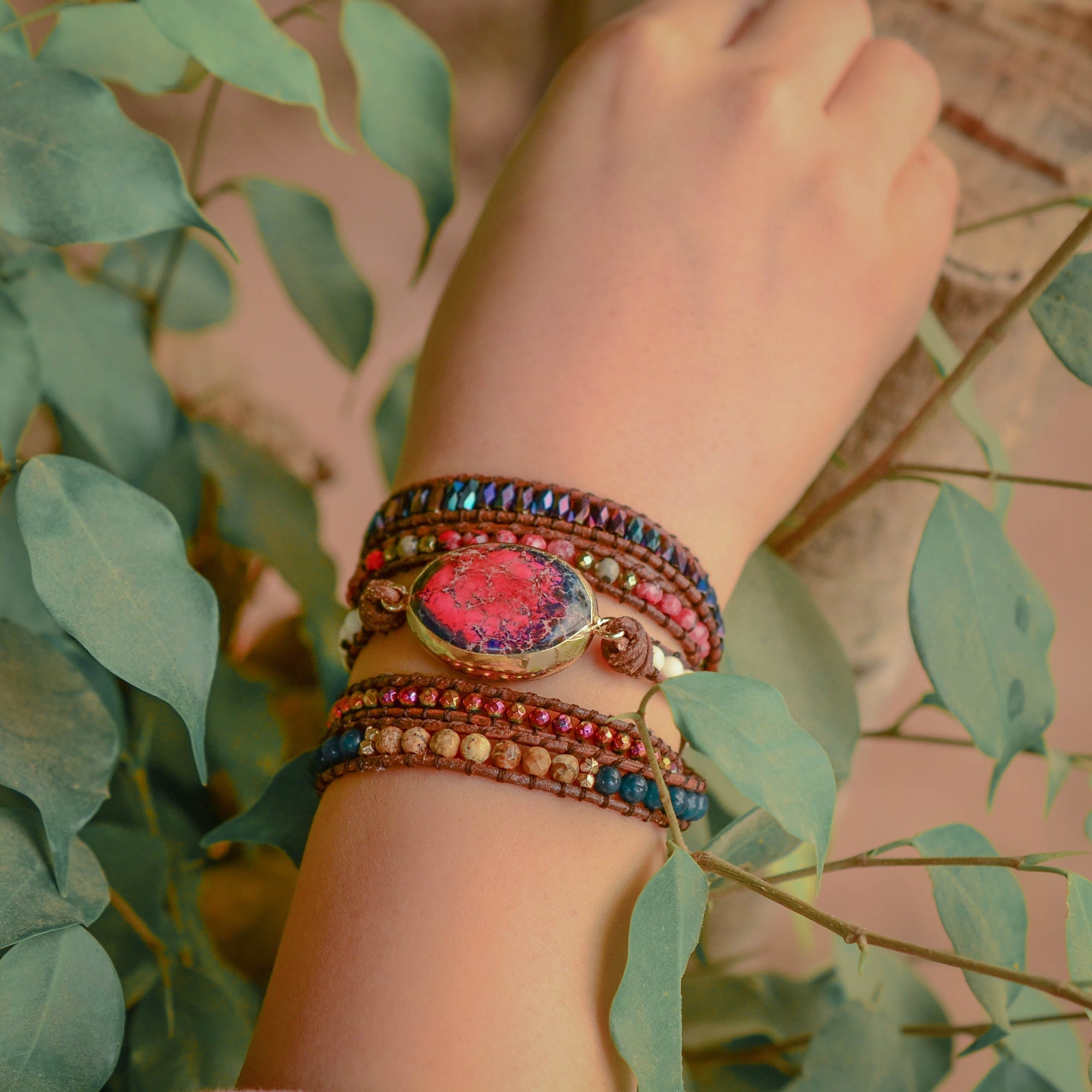 Fire Imperial Jasper Wrap Bracelet | Natural Stones 2