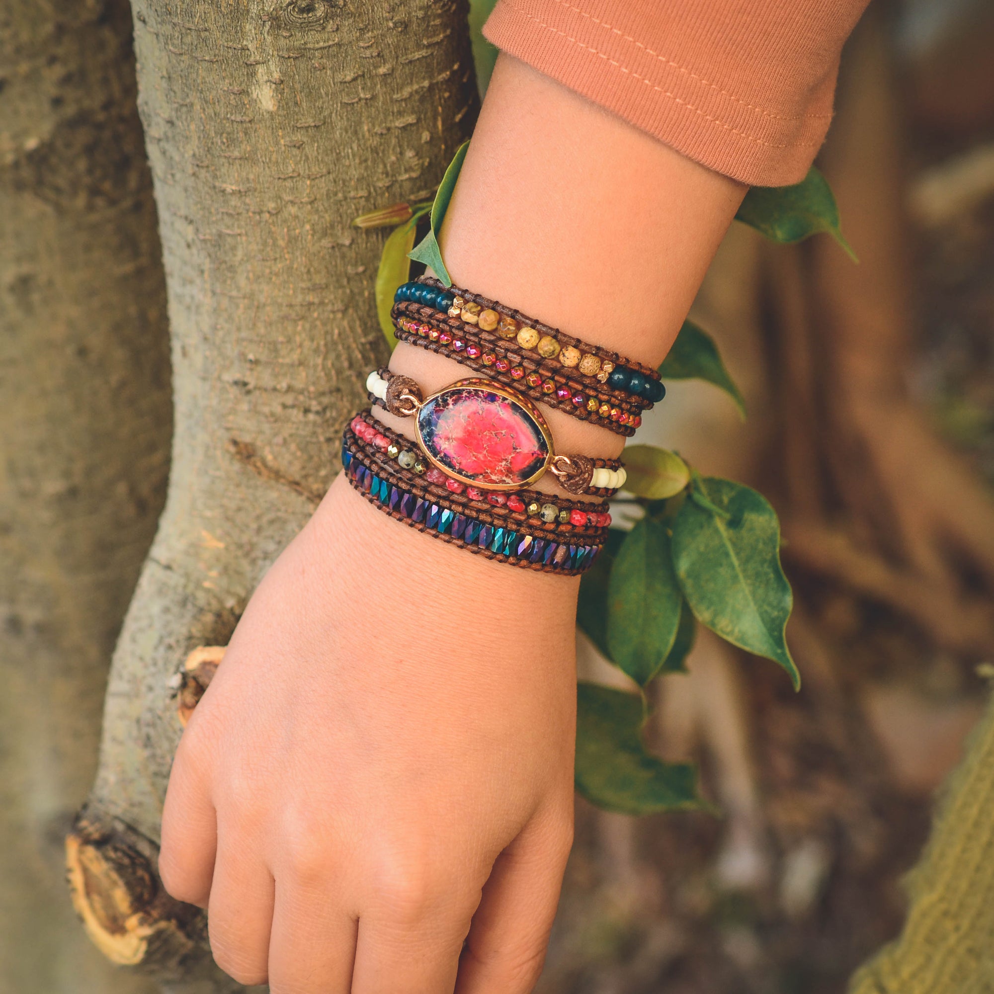 Fire Imperial Jasper Wrap Bracelet | Natural Stones 3