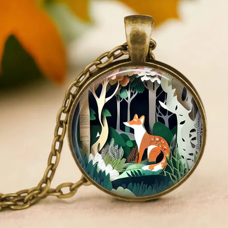 Forest Spirit Animal Glass Pendant Necklace | Glass 1
