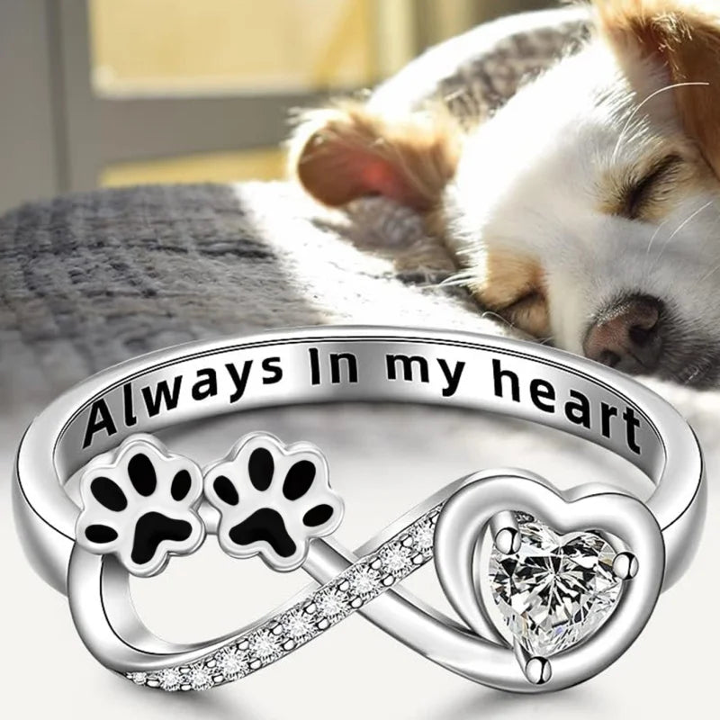 Furry Friend | Infinity Ring | Paw Print Jewelry | Heart Design Tribute 1