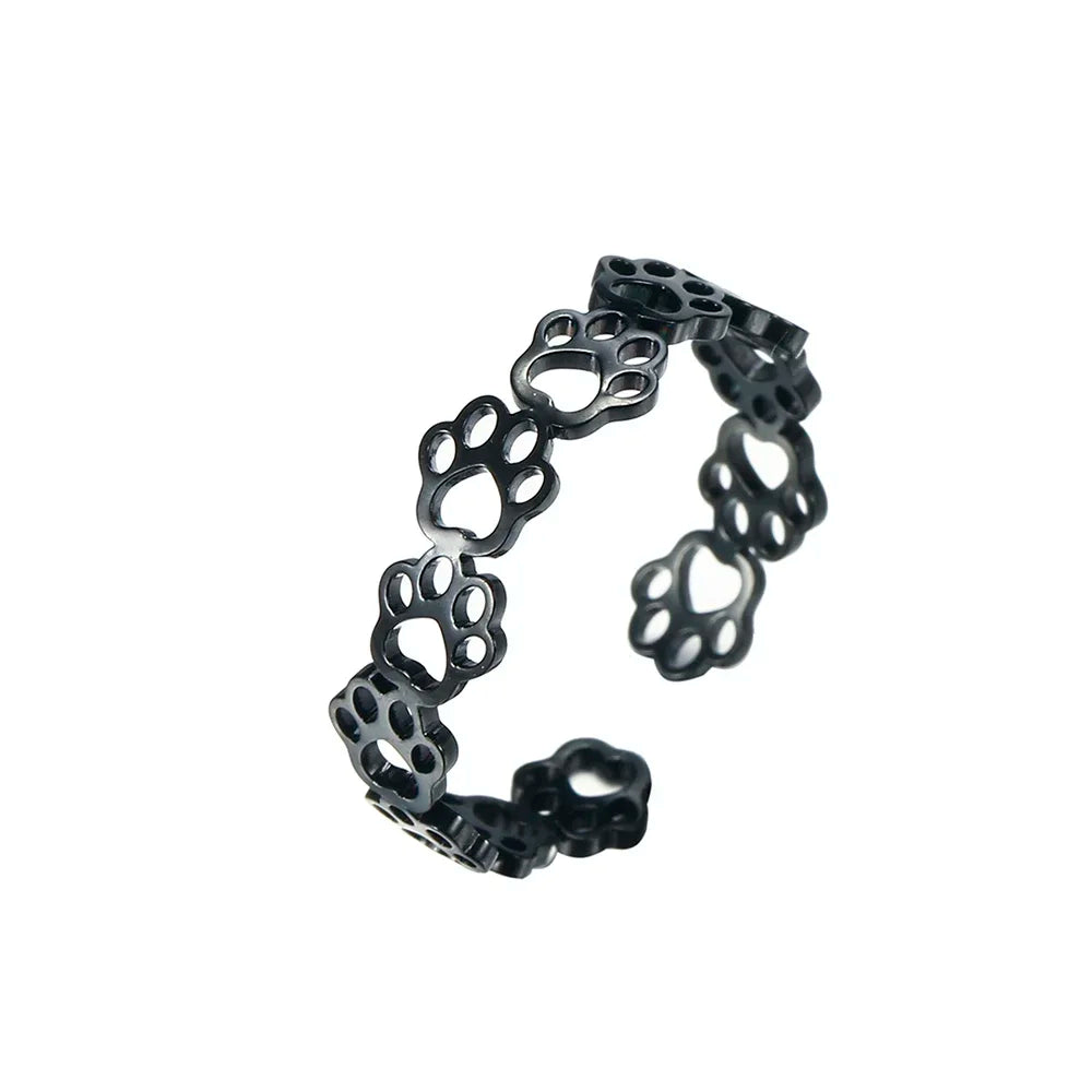 Furry Heart | Paw Print Ring | Adjustable Pet Tribute | Stainless Steel Keepsake 6