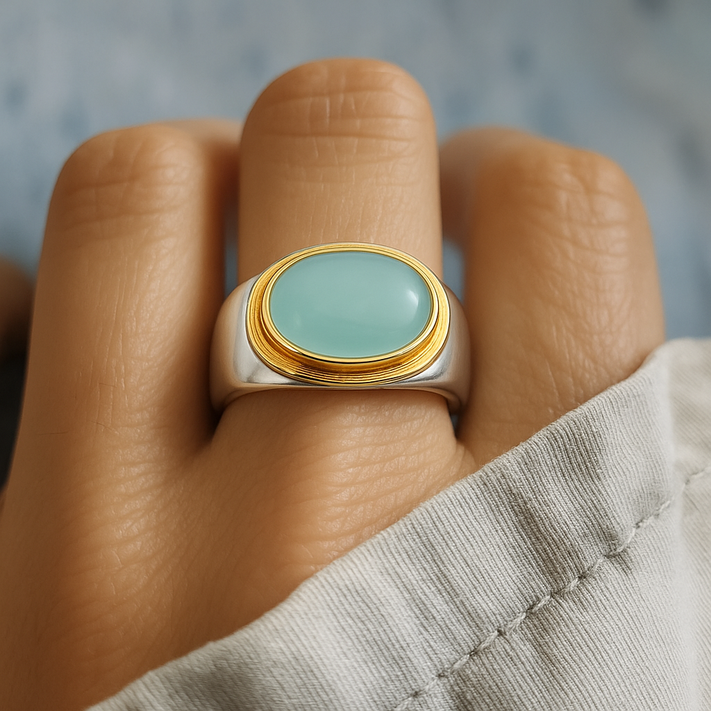 Gabi Vintage Green Moonstone Ring | Silver 1